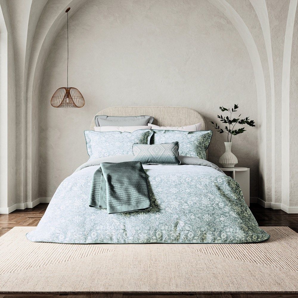 Saja Artisanal Bedding by Bedeck of Belfast in Duck Egg Blue